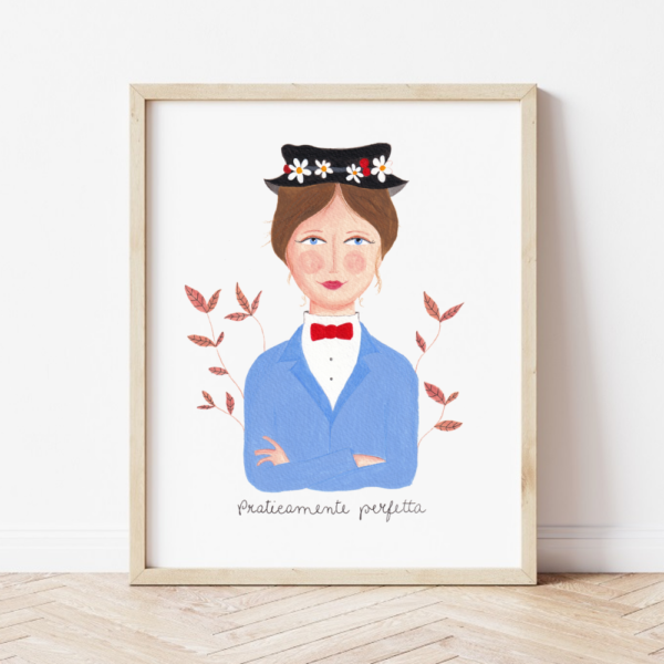 illustrazione con cornice Mary Poppins