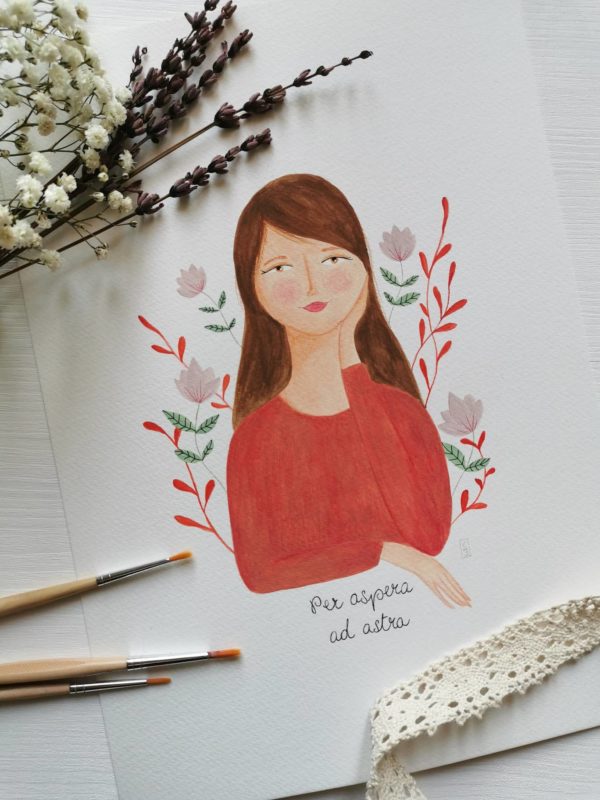 Illustrazione personalizzata di donna con fiori